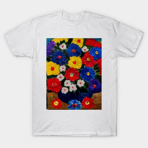 Bright and colorful abstract flowers T-Shirt by kkartwork